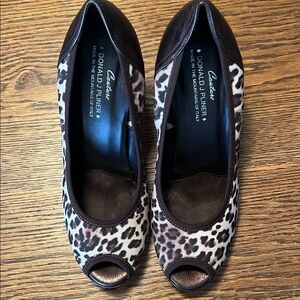 Donald J. Pliner Leopard Print Peep Toe Heels